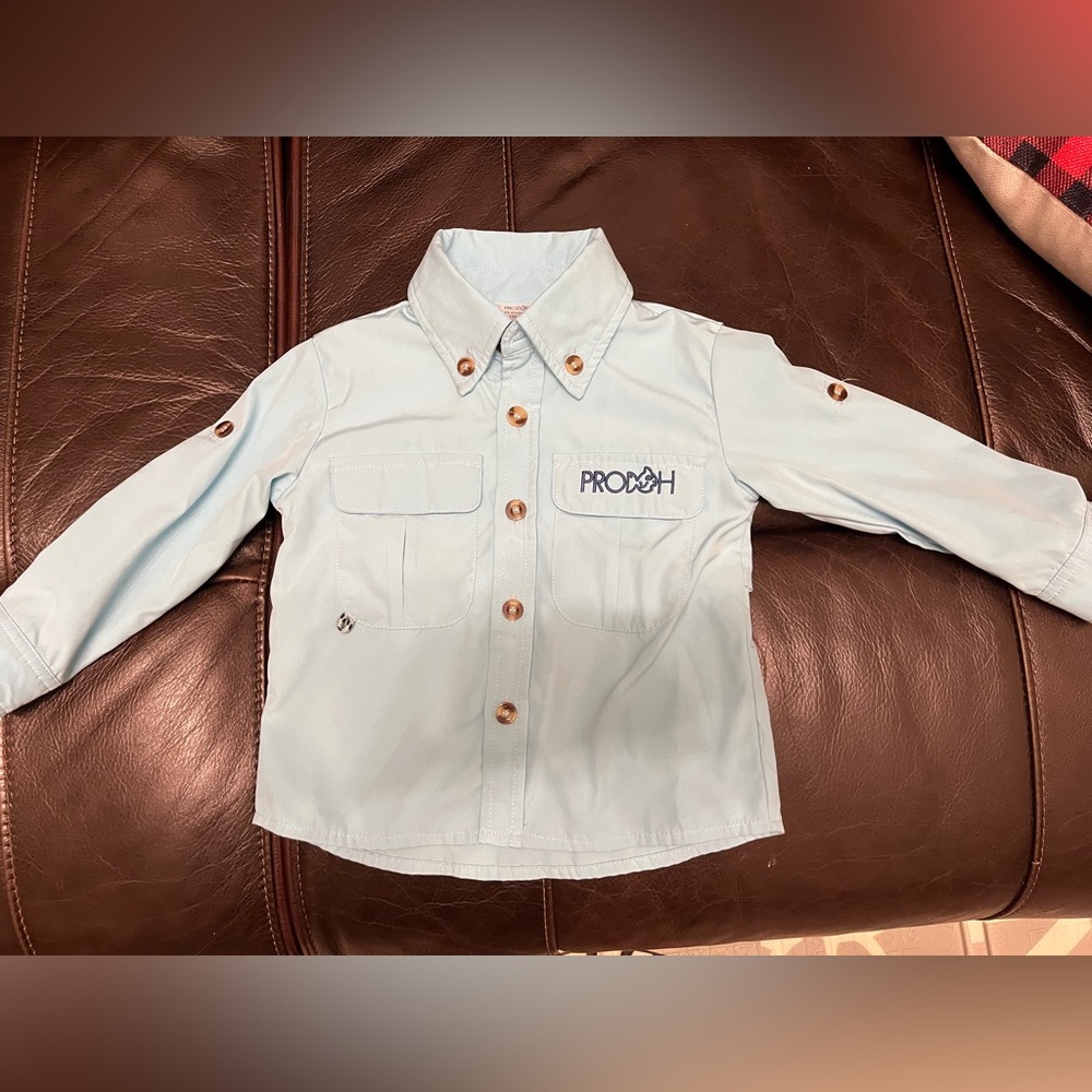 Prodoh 12 Month Light Blue Button Down Fish Shirt-12months